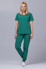 Încărcați imaginea în vizualizatorul Galerie, Costum Medical Premium TAG EVA | Uniforma Dama Poly Spandex | Verde Forest