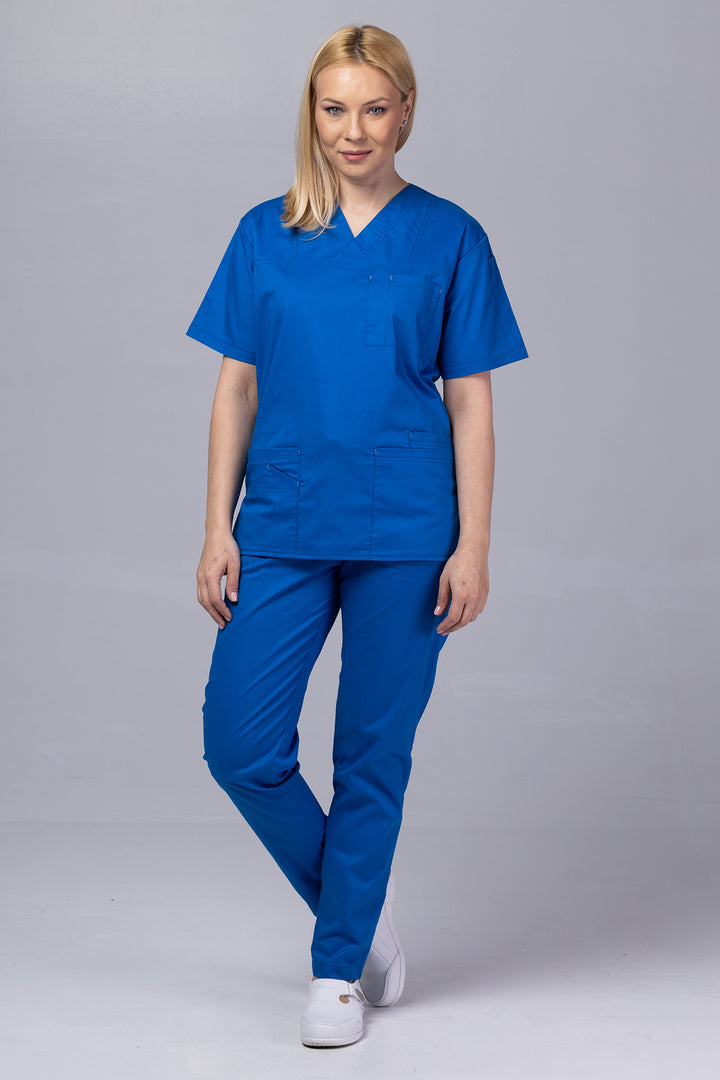 Costum Medical de dama TAG Premium Unisex | Uniforma Medicala Unisex Cotton Stretch | AlbastruMarin