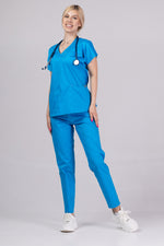 Încărcați imaginea în vizualizatorul Galerie, Costum Medical Premium TAG Ambra | Uniforma Medicala Feminina Cotton Stretch | Ocean