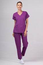 Încărcați imaginea în vizualizatorul Galerie, Costum Medical Premium TAG Ambra | Uniforma Medicala Feminina Cotton Stretch | Mov
