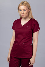 Încărcați imaginea în vizualizatorul Galerie, Costum Medical Premium TAG Ambra | Uniforma Medicala Feminina Cotton Stretch | Visiniu
