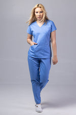 Încărcați imaginea în vizualizatorul Galerie, Costum Medical Premium TAG Ambra | Uniforma Medicala Feminina Cotton Stretch | Bleu jandarm