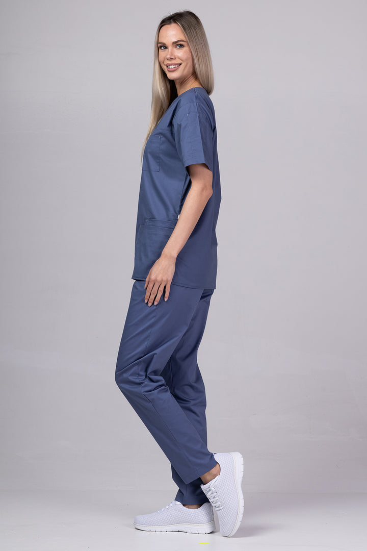 Costum Medical de dama TAG Premium Unisex | Uniforma Medicala Unisex Cotton Stretch | Gri Petrol