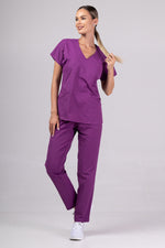 Încărcați imaginea în vizualizatorul Galerie, Costum Medical Premium TAG Ambra | Uniforma Medicala Feminina Cotton Stretch | Mov