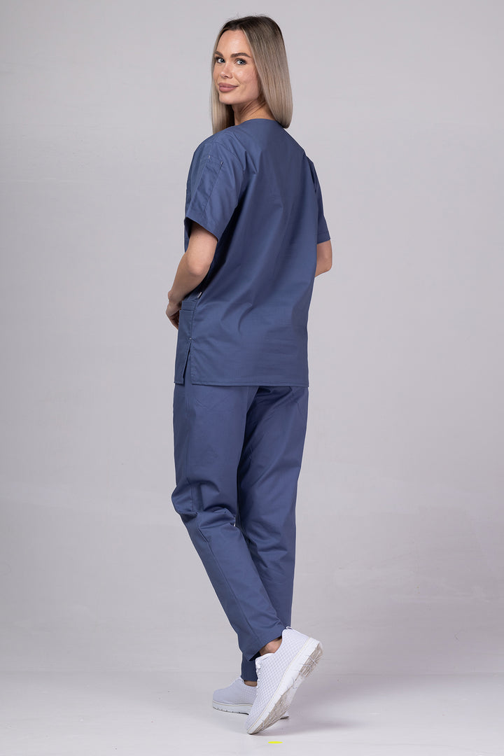 Costum Medical de dama TAG Premium Unisex | Uniforma Medicala Unisex Cotton Stretch | Gri Petrol