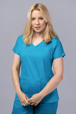 Încărcați imaginea în vizualizatorul Galerie, Costum Medical Premium TAG Ambra | Uniforma Medicala Feminina Cotton Stretch |Turcoaz