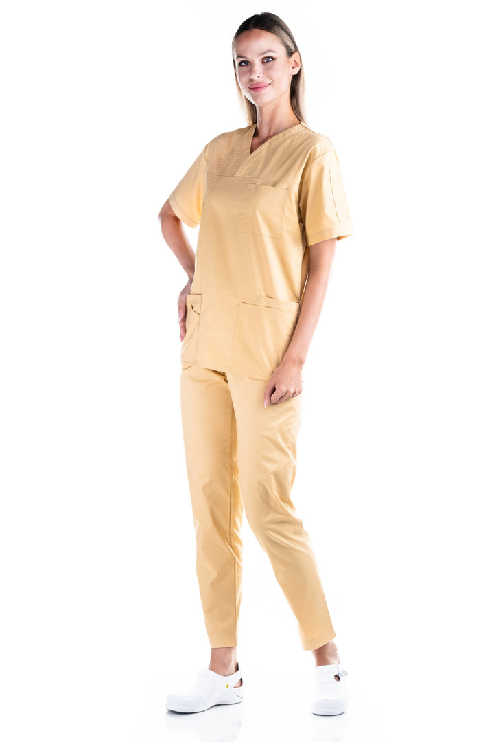 Uniforma medicala - Costum medical TAG Premium Cotton Stretch unisex - Auriu