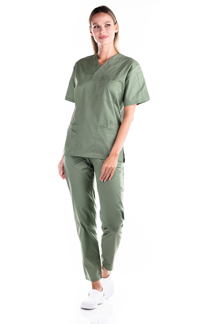 Uniforma medicala - Costum medical TAG Premium Cotton Stretch unisex - Kaki