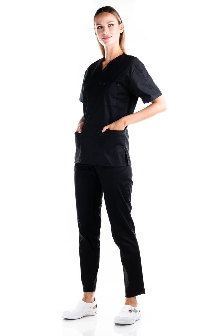 Uniforma medicala - Costum medical TAG Premium Cotton Stretch unisex - Negru