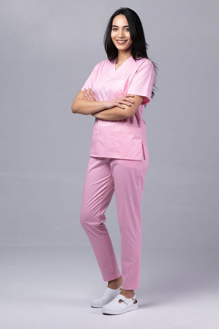 Costum Medical TAG ClassIQ | Uniforma Medicala Unisex Bumbac-Poliester | Roz