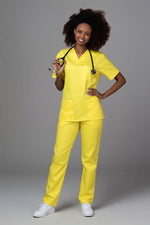 Încărcați imaginea în vizualizatorul Galerie, Costum Medical de dama TAG Premium Unisex | Uniforma Medicala Unisex Cotton Stretch | Galben