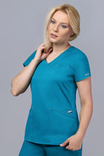Încărcați imaginea în vizualizatorul Galerie, Costum Medical Premium TAG Ambra | Uniforma Medicala Feminina Cotton Stretch |Turcoaz
