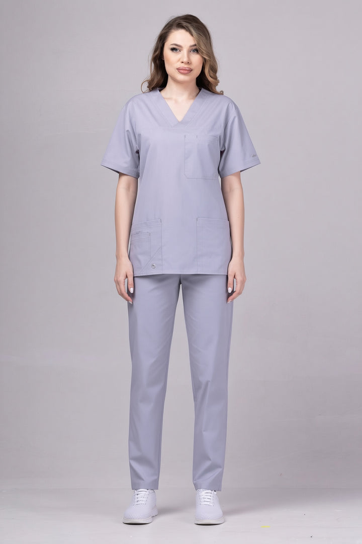 Costum Medical Premium de dama TAG Cool | Uniforma Medicala de vara | Argintiu