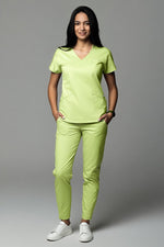 Încărcați imaginea în vizualizatorul Galerie, Costum Medical Premium TAG Ambra | Uniforma Medicala Feminina Cotton Stretch | Green Apple