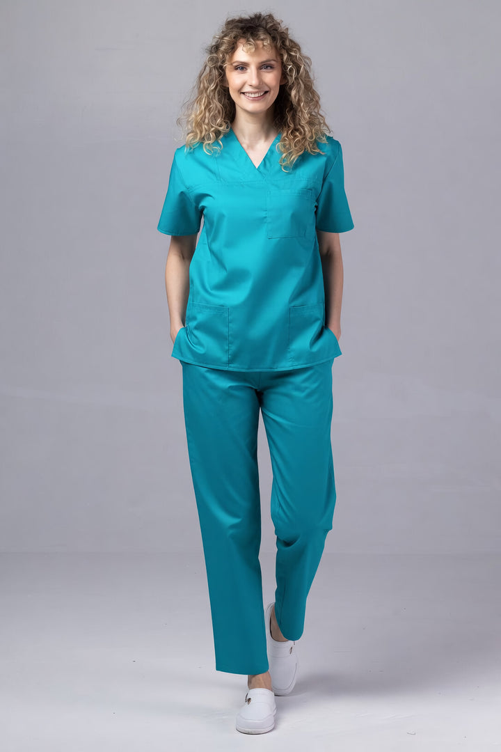 Costum Medical TAG ClassIQ | Uniforma Medicala Unisex Bumbac-Poliester | Turcoaz