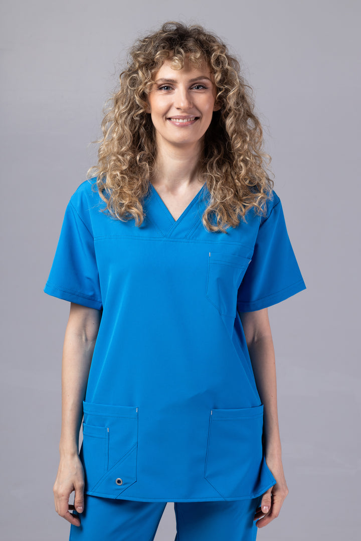 Costum Medical Premium TAG Stellar | Uniforma Medicala Unisex Poly Spandex | Albastru Royal