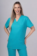 Încărcați imaginea în vizualizatorul Galerie, Costum Medical Premium TAG Stellar | Uniforma Medicala Unisex Poly Spandex | Turcoaz