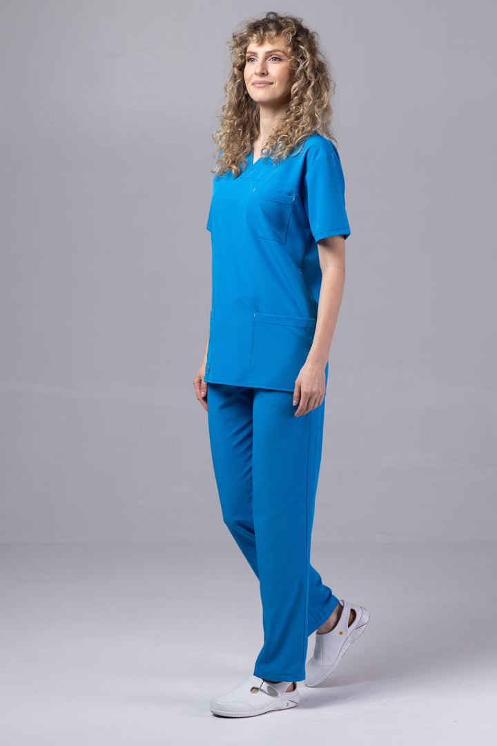 Costum Medical Premium TAG Stellar | Uniforma Medicala Unisex Poly Spandex | Albastru Royal