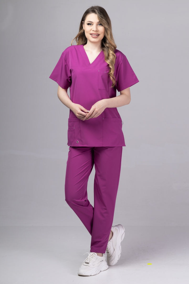 Costum Medical Premium TAG Stellar | Uniforma Medicala Unisex Poly Spandex | Mov
