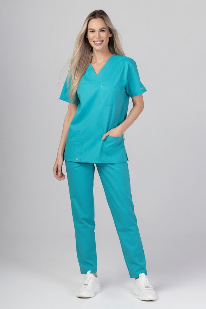 Costum Medical Premium TAG Stellar | Uniforma Medicala Unisex Poly Spandex | Turcoaz
