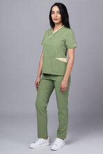 Încărcați imaginea în vizualizatorul Galerie, Costum Medical Premium de dama TAG Onyx | Uniforma Medicala Poly Spandex | Kaki cu paspoal Bej