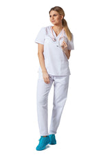 Load image into Gallery viewer, Uniforma medicala - Costum medical clasic unisex Atelierul de Halate - Alb