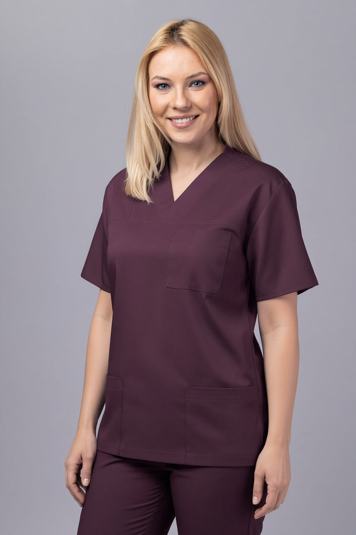 Costum Medical TAG ClassIQ | Uniforma Medicala Unisex Bumbac-Poliester | Merlot