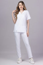 Încărcați imaginea în vizualizatorul Galerie, Costum Medical Premium TAG Stellar | Uniforma Medicala Unisex Poly Spandex | Alb