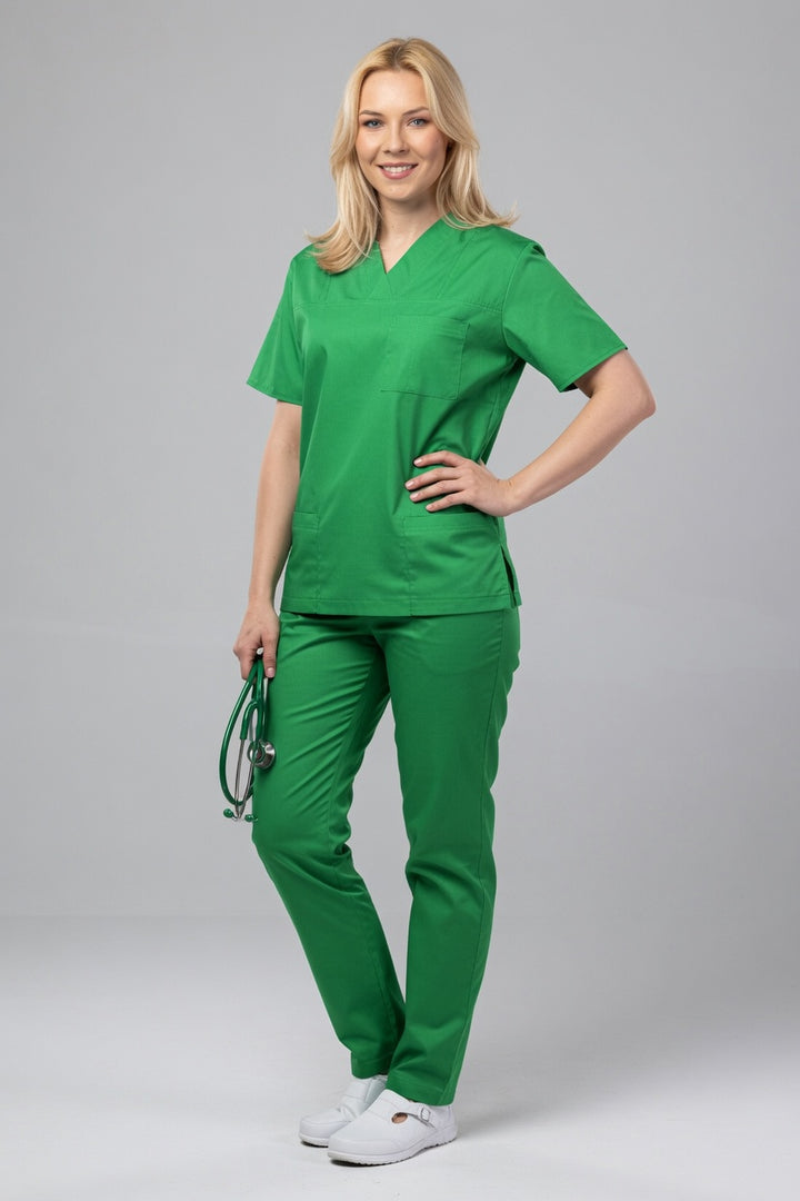 Costum Medical TAG ClassIQ | Uniforma Medicala Unisex Bumbac-Poliester | Verde Spital