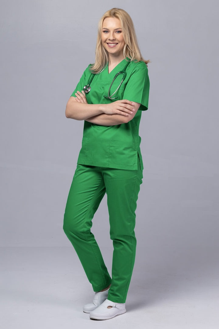 Costum Medical TAG ClassIQ | Uniforma Medicala Unisex Bumbac-Poliester | Verde Spital