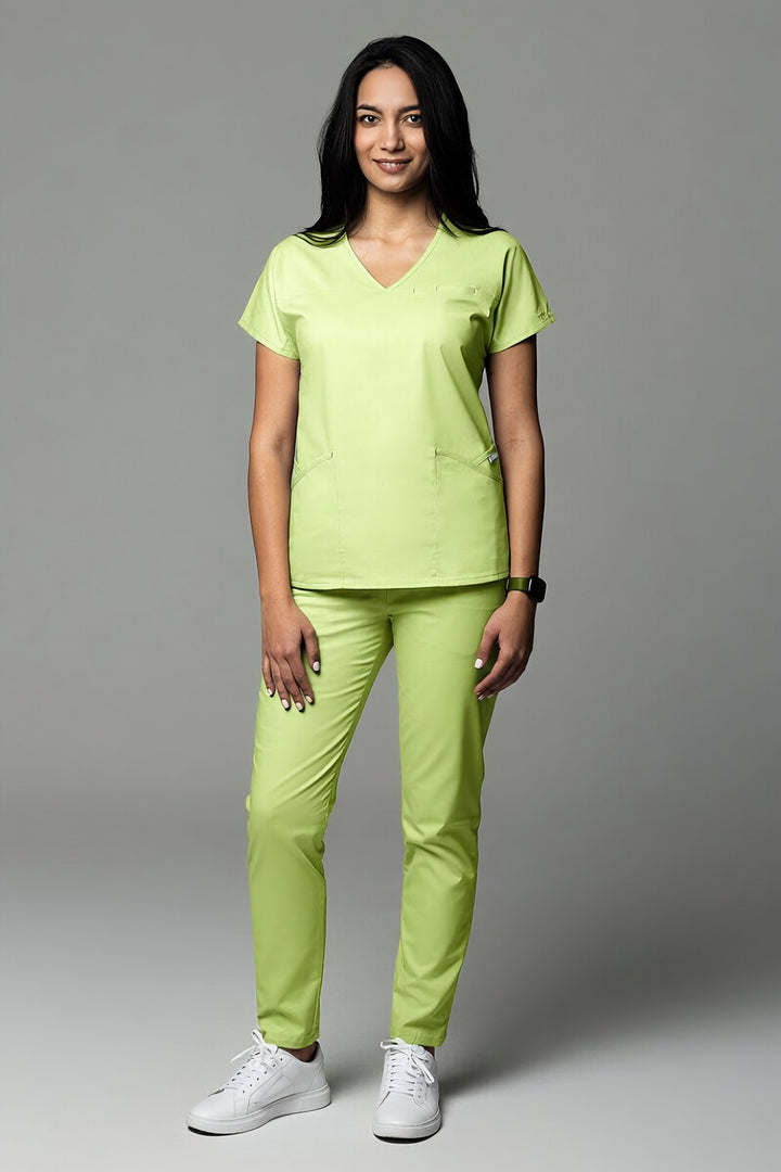 Costum Medical Premium TAG Ambra | Uniforma Medicala Feminina Cotton Stretch | Green Apple