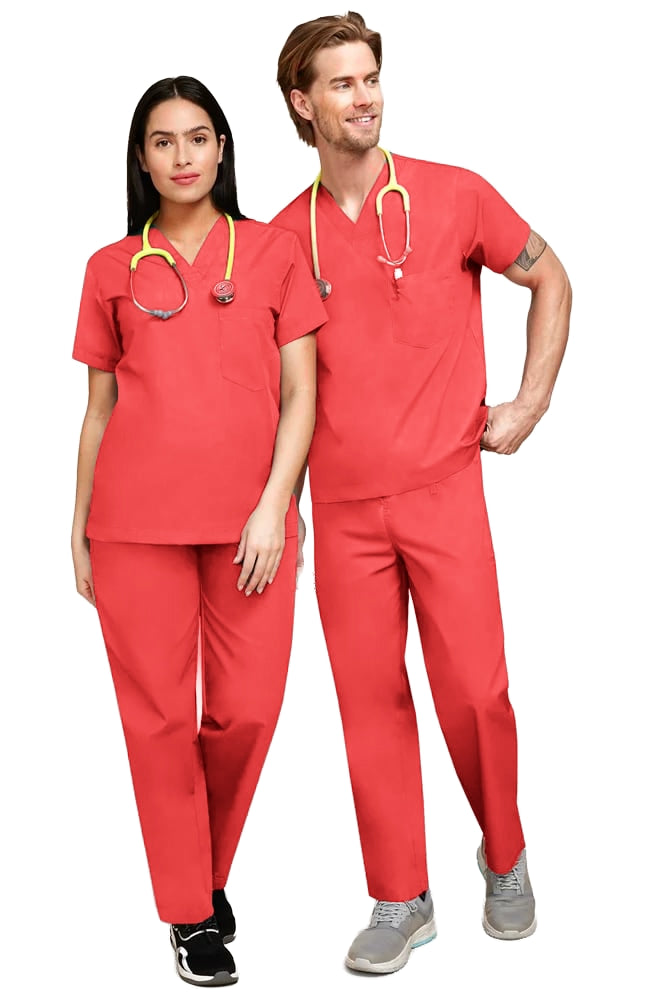 Uniforma medicala - Costum medical clasic unisex Atelierul de Halate - Corai