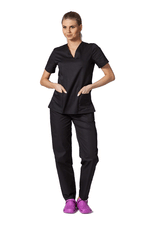 Load image into Gallery viewer, Uniforma medicala - Costum medical clasic unisex Atelierul de Halate - Negru