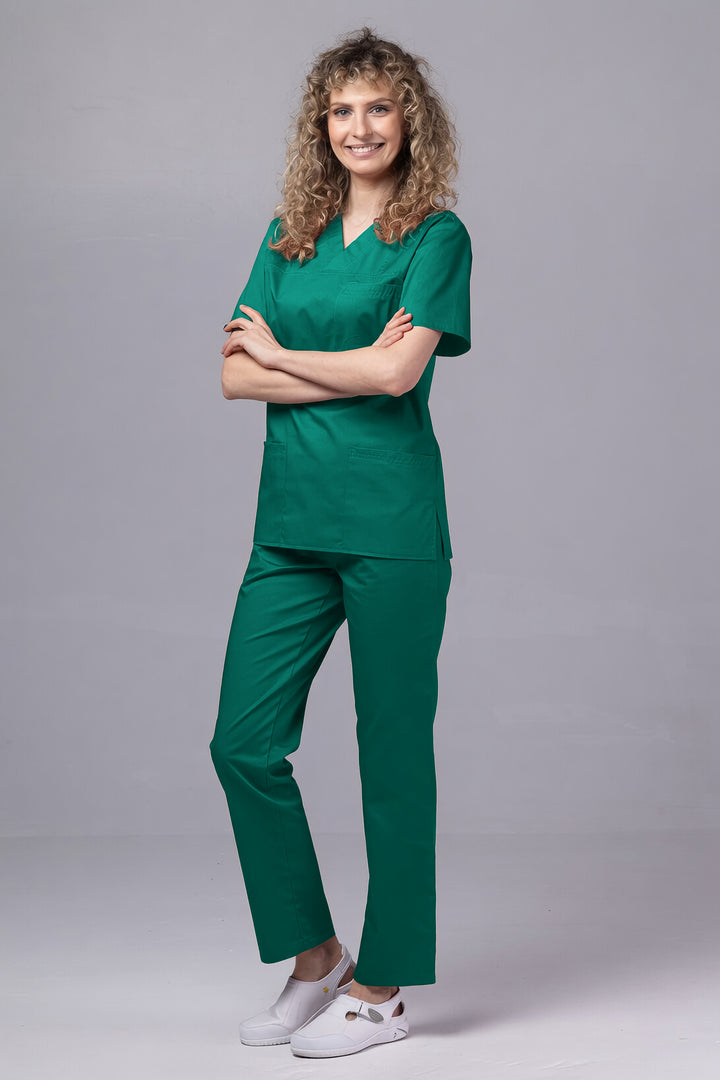 Costum Medical TAG ClassIQ | Uniforma Medicala Unisex Bumbac-Poliester | Verde Forest