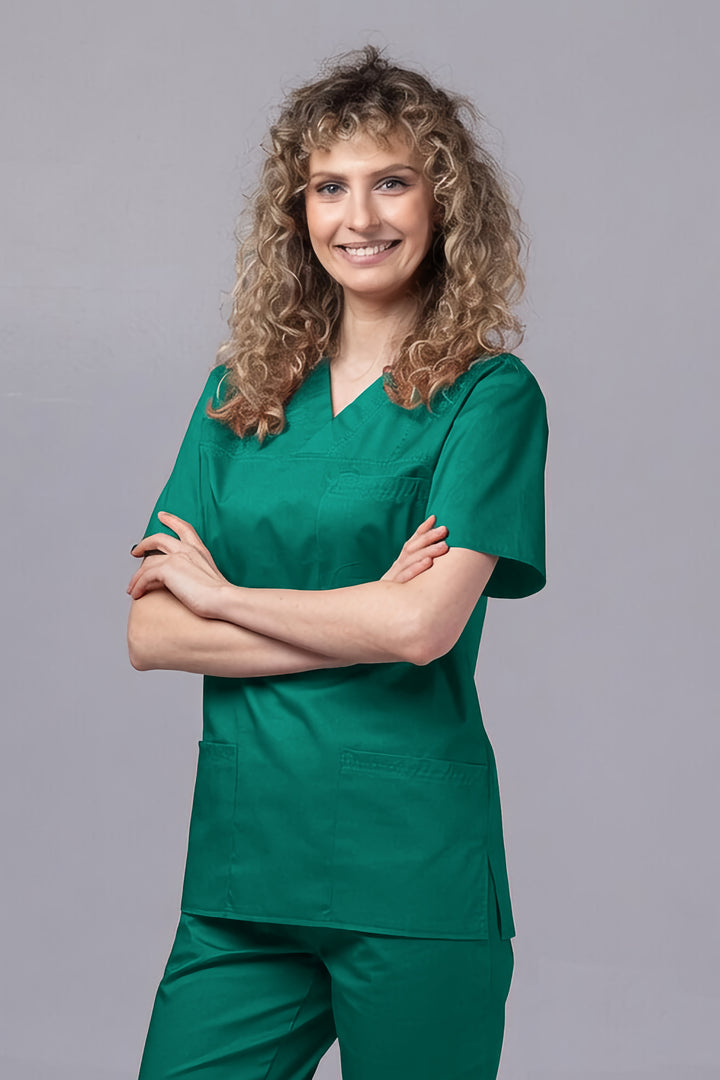 Costum Medical TAG ClassIQ | Uniforma Medicala Unisex Bumbac-Poliester | Verde Forest
