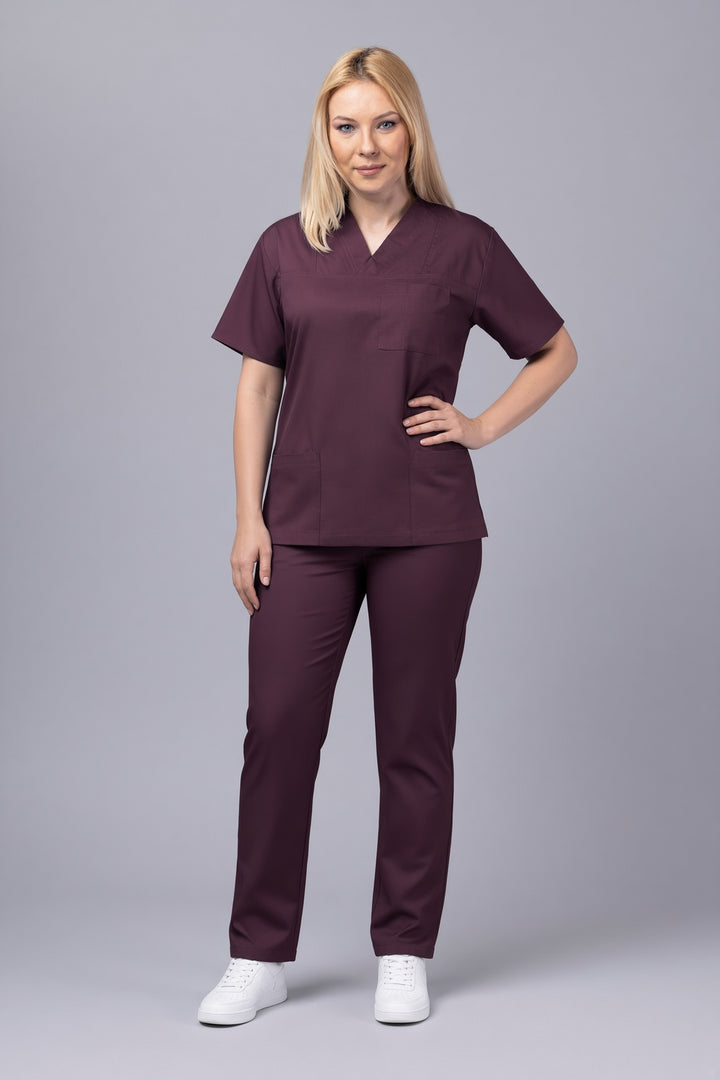 Costum Medical TAG ClassIQ | Uniforma Medicala Unisex Bumbac-Poliester | Merlot