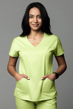 Încărcați imaginea în vizualizatorul Galerie, Costum Medical Premium TAG Ambra | Uniforma Medicala Feminina Cotton Stretch | Green Apple