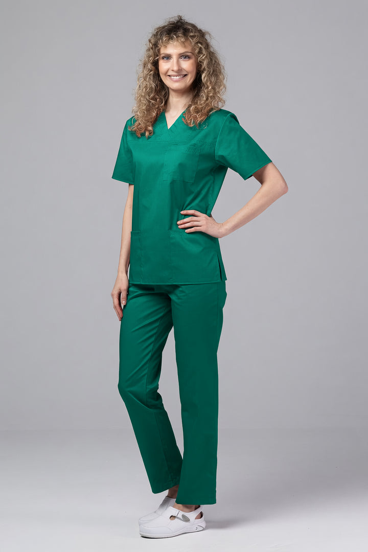 Costum Medical TAG ClassIQ | Uniforma Medicala Unisex Bumbac-Poliester | Verde Forest