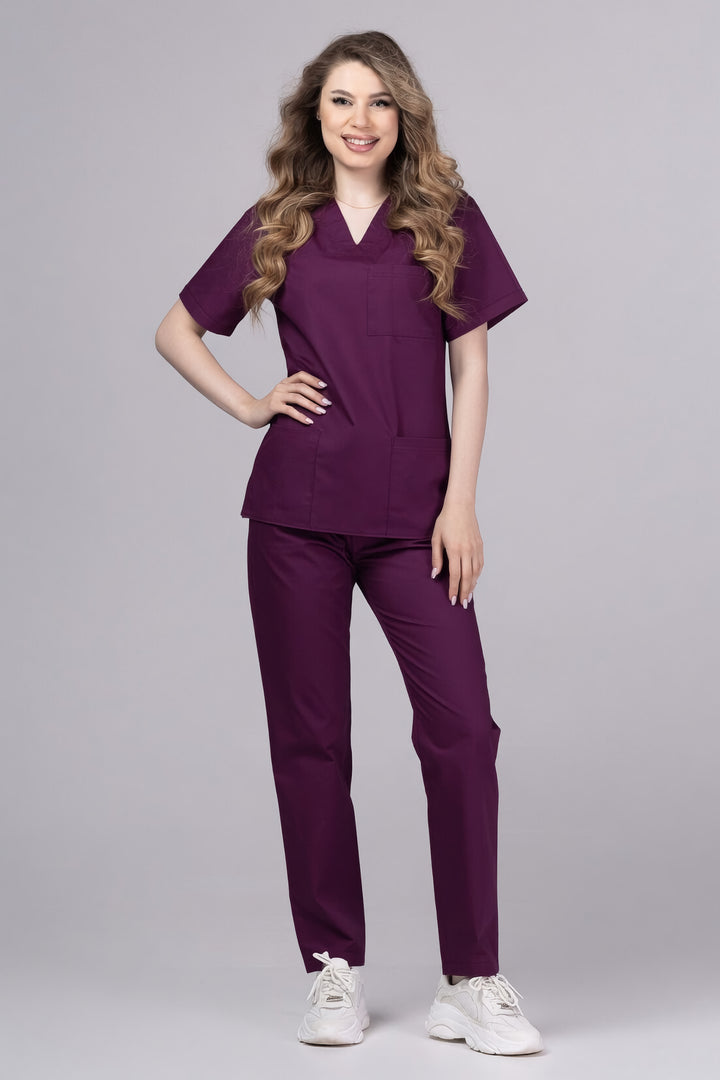 Costum Medical TAG ClassIQ | Uniforma Medicala Unisex Bumbac-Poliester | Rubin