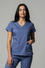 Încărcați imaginea în vizualizatorul Galerie, Costum Medical Premium TAG Ambra | Uniforma Medicala Feminina Cotton Stretch | Gri Petrol