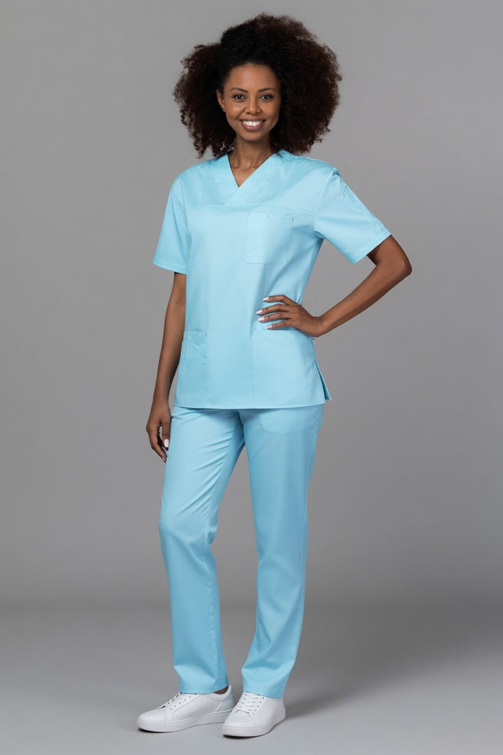 Costum Medical de dama TAG Premium Unisex | Uniforma Medicala Unisex Cotton Stretch | Aqua
