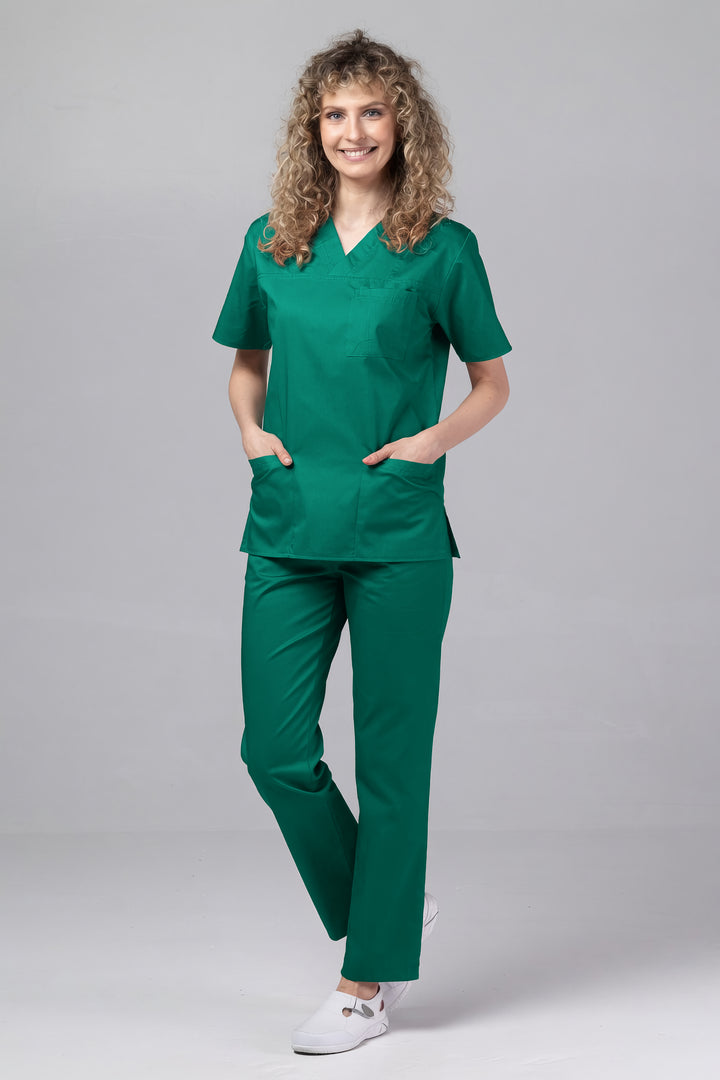 Costum Medical TAG ClassIQ | Uniforma Medicala Unisex Bumbac-Poliester | Verde Forest