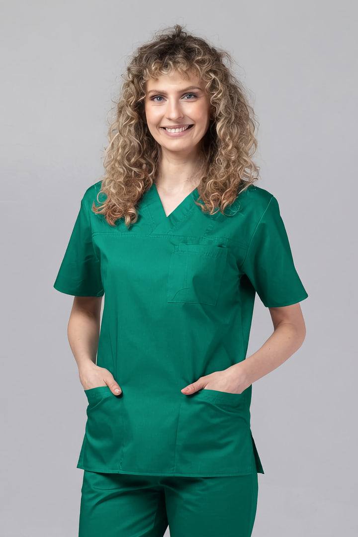 Costum Medical TAG ClassIQ | Uniforma Medicala Unisex Bumbac-Poliester | Verde Forest