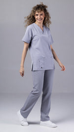 Încărcați imaginea în vizualizatorul Galerie, Costum Medical Premium TAG Stellar | Uniforma Medicala Unisex Poly Spandex | Argintiu