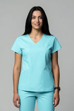 Încărcați imaginea în vizualizatorul Galerie, Costum Medical Premium TAG Ambra | Uniforma Medicala Feminina Cotton Stretch | Aqua