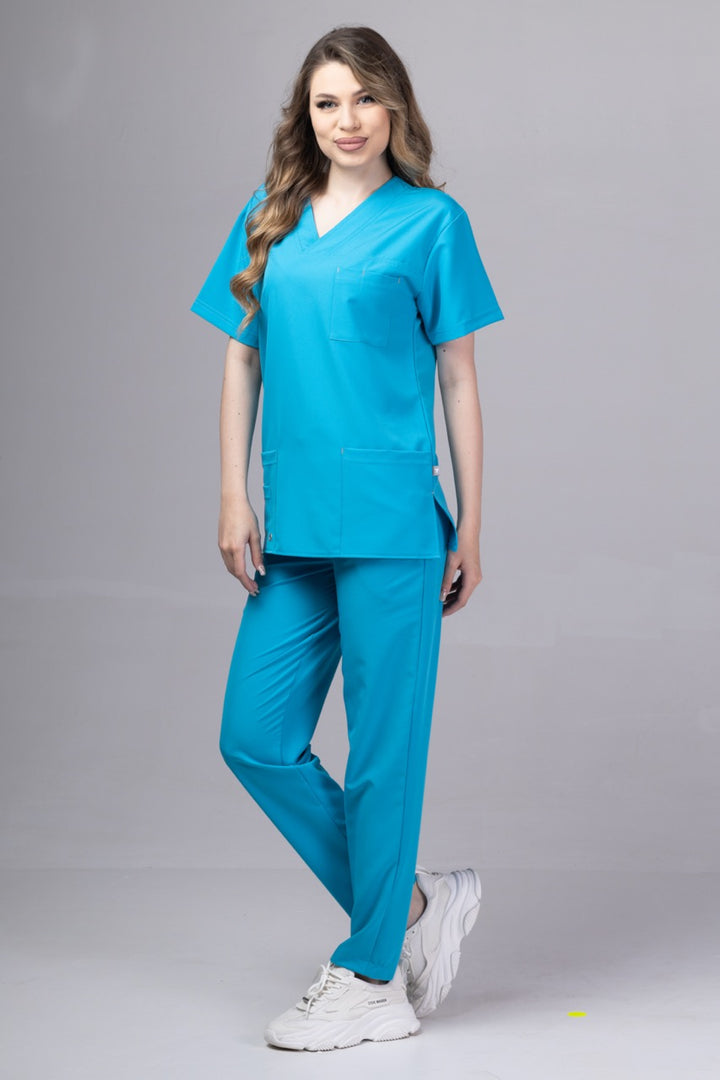 Costum Medical Premium TAG Stellar | Uniforma Medicala Unisex Poly Spandex | Ocean
