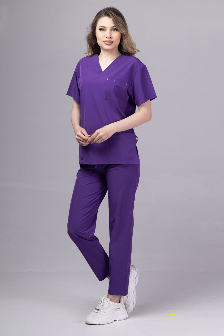 Costum Medical Premium TAG Stellar | Uniforma Medicala Unisex Poly Spandex | Velvet