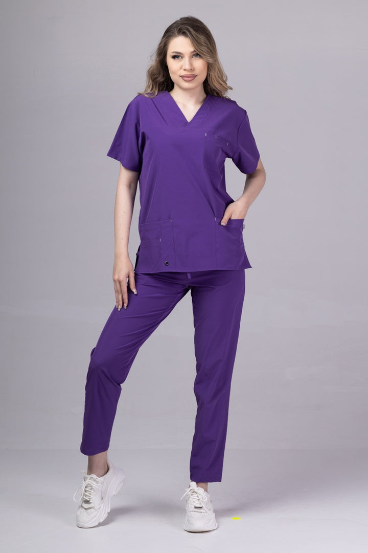 Costum Medical Premium TAG Stellar | Uniforma Medicala Unisex Poly Spandex | Velvet