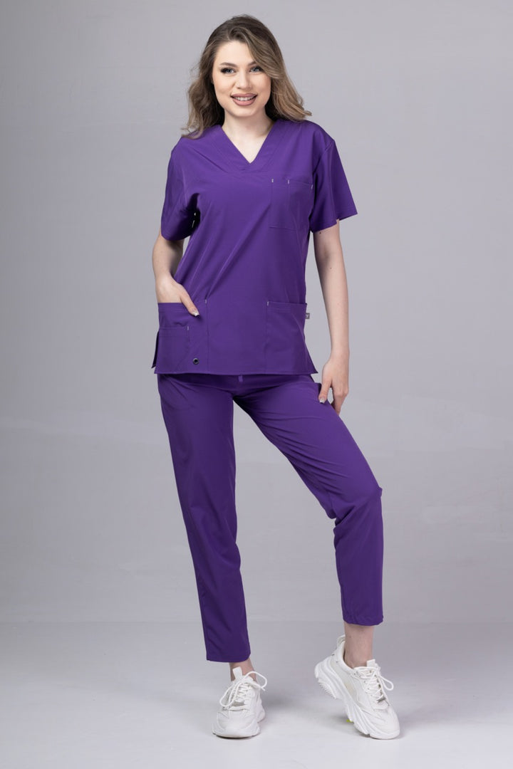 Costum Medical Premium TAG Stellar | Uniforma Medicala Unisex Poly Spandex | Velvet
