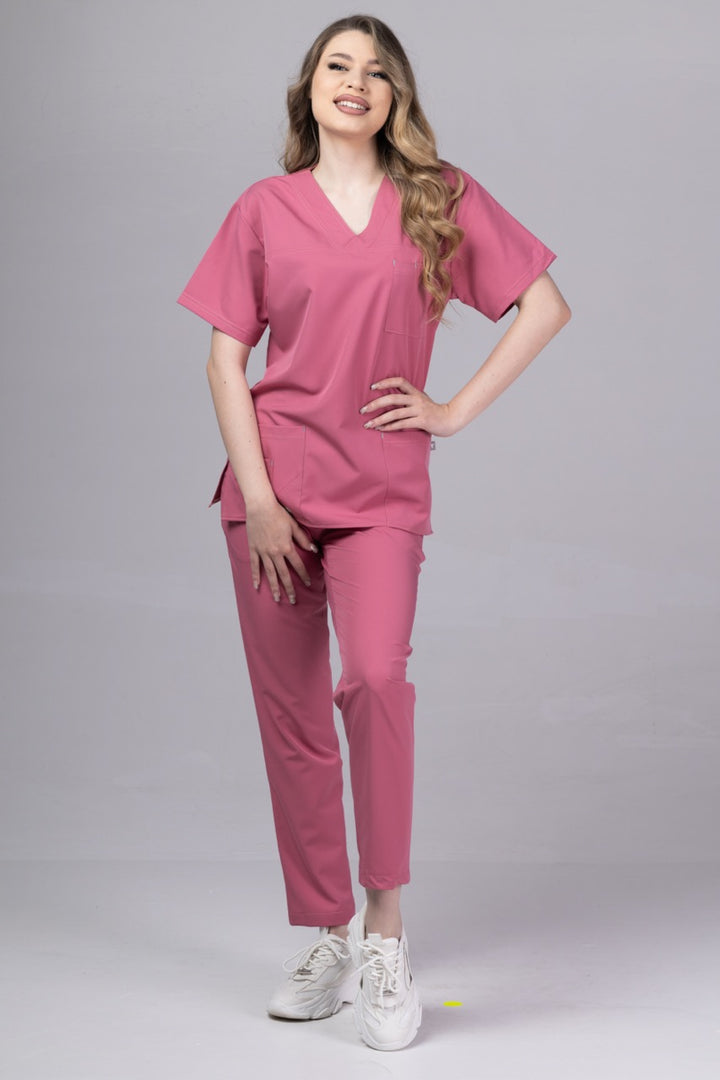 Costum Medical Premium TAG Stellar | Uniforma Medicala Unisex Poly Spandex | DustyRose